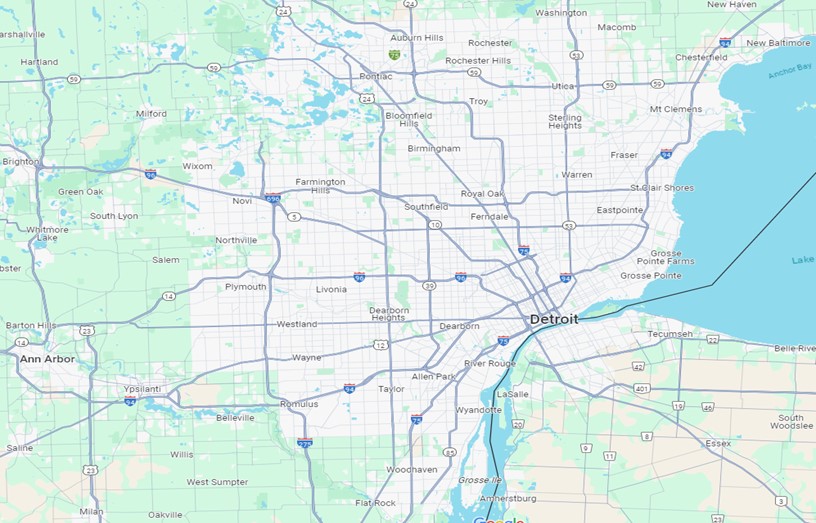 Map of Southeast Michigan
